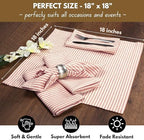 Native Fab Cloth Napkins 18x18 inches, 100% Cotton Vintage Stripped Dinner Napkins, Set of 12, Soft Breathable Absorbent, Machine Washable Cloth Napkins, Red Beige - Image 5
