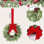 Barydat 4 Pcs 15" Mini Christmas Wreaths for Kitchen Cabinet with Long Bow - Image 3