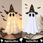 2 Pack Halloween Ghost Decorations, 21.7 Inch Lighted Halloween Decorations, Battery Operated Tabletop Ghost Decor with Witch Hats for Mantel Fireplace Table Entryway Indoor Party Office Home Decor - Image 4