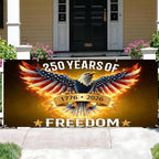 16x7FT 250 Years of Freedom Garage Door Banner, Ameri-ca Eagle with Fire Wings Design 1776–2026, Extra Large Patriotic Outdoor Garage Door Cover for Independence Day Decor - Image 6