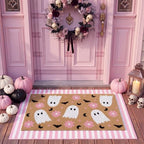 Tinideya 2 Pcs Halloween Pink Ghost Layered Doormat Set - Image 4