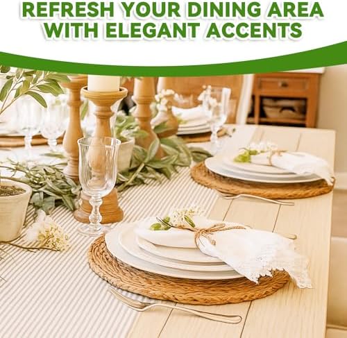Round Woven Placemats 13 inch Set of 20, Boho Rattan Placemats, Farmhouse Weave Place Mats, Rustic Braided Wicker Table Mats for Dining Table,Home and Wedding - Image 5