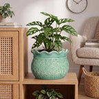 Ceramic Planter Pot, 10 Inch Plant Pot Indoor, Crack Lake Green - Image 3