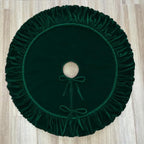 48-Inch Ruffled Velvet Christmas Tree Skirt, Forest Green - Image 3