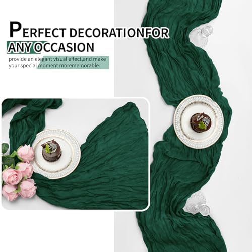 12 Pack Dark Green Cheesecloth Table Runner 10Ft, Christmas Table Runner 21.5 X 120 inch, Semi Sheer Cheese Cloth Fabric Boho Table Runner Bulk for Christmas Decorations,Bridal Shower,Wedding - Image 5