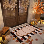 Moucuny 2 Pcs Fall Coir Door Mat Outdoor, Pumpkin Shape, Non Slip Backing by Moucuny