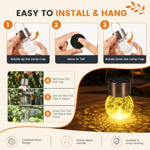 GIGALUMI Solar Lights Outdoor Hanging Lantern Garden Decor for Outside 16Pc - Image 4