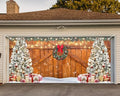 Whaline Rustic Christmas Garage Door Cover 7 x 16 Ft Wood Texture Board Door Cover Extra Large Yard Sign for Xmas Indoor Outdoor House Wall Party Decor by Whaline