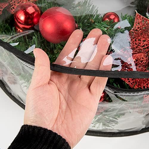 Clear Wreath Storage Bag 24 Inch Christmas Wreath Storage Container, Heavy Duty Wreath Protector with Handle for Holiday Seasonal Wreath Garland, 4Pcs - Image 4