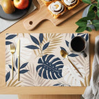 Tropical Leaves Placemats Set of 8,Cotton Linen Fabric Place Mats,Summer Farmhouse Botanical Leaf Branches Washable Decorative Table Mats Protector for Home Kitchen Dining Wedding Party Coffee Tables - Image 2