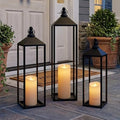 Black Floor Lanterns for Outdoor Indoor, Tall Metal Candle Lantern Set of 3 by Unknown