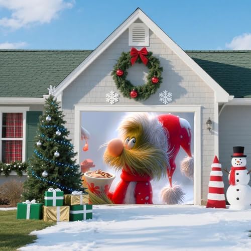Christmas Garage Door Banner – Festive Holiday Party Backdrop Decoration for Home & Outdoor, Elf & Snow Scene Design for Garage, Porch, Living Room, or Bedroom,8 x 7ft/2.4 x 2.1m - Image 3