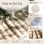 Christmas Tree Skirt 60 Inch, Light Khaki Faux Fur Tree Skirt Puff Quilt Fluffy Tree Decorations, Soft Plush Tree Cover Mat Skirts for 6ft 7ft 8ft Trees, Farmhouse Christmas Decorations Rustic Decor - Image 3