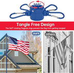 ZMTECH 12FT Heavy Duty Flag Pole with 5 Pronges Base in Ground for Yard,Tangle Free Spinning Stainless Steel,Windproof Ground Flag Poles for 2 Flags, 1 Pack, Blue - Image 5