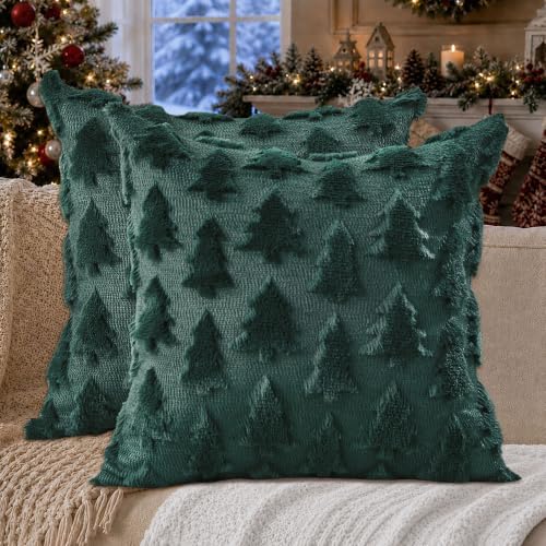 DFXSZ Christmas Tree Pillow Covers 24x24 Set of 2 Christmas Decor Green by DFXSZ