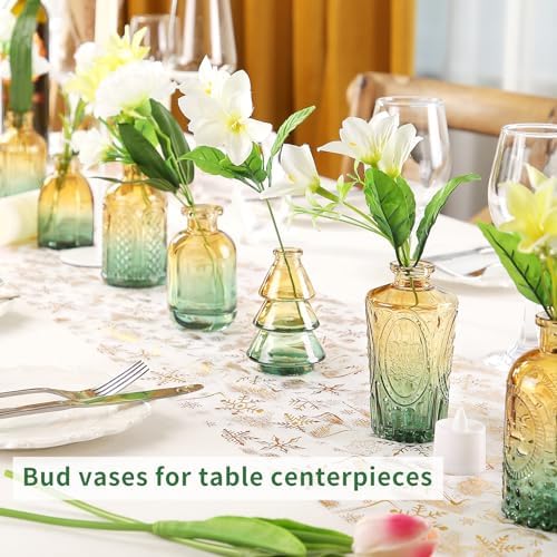 Glass Bud Vases in Bulk Set of 30 Pcs,Small Glass Vases for Flowers as Wedding Centerpieces for Tables,Clear Flower Vases Suitble for Wedding Decorations,Home Decor (Brown Green, 30 pcs) - Image 4