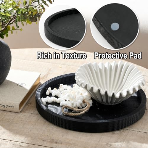 Vanselia Decorative Table Tray Round Trays Home Decor Cement (11.8" Black) - Image 5