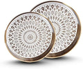 HOME ARCHIVE Round Serving Tray with with Handles Antique Look & Stylish Design Decorative Trays for Kitchen Round Ottoman Tray for Dinning Living Room & Home Decor Pack of 2 (White-Gold) by HOMEARCHIVE