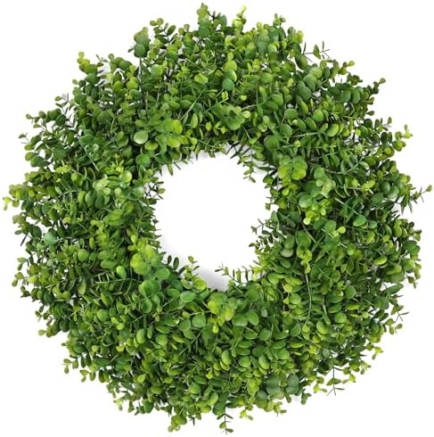 26 Inch Large Greenery Eucalyptus Boxwood Wreaths Artificial Easter Summer Spring Wreaths for Front Door Outdoor All Season Spring Decorations for Home Porch Room Window Wall Farmhouse Decor(Green) by HomeDecor