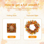 Pinkpum 22" Fall Wreath for Front Door Pumpkin Artificial Wall Decor Autumn - Image 2