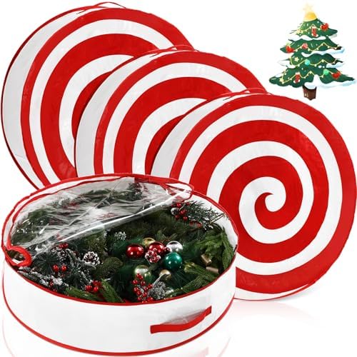 4 Pcs 36 Inch Christmas Wreath Storage Bags, Classic Lollipop by Yoojahow
