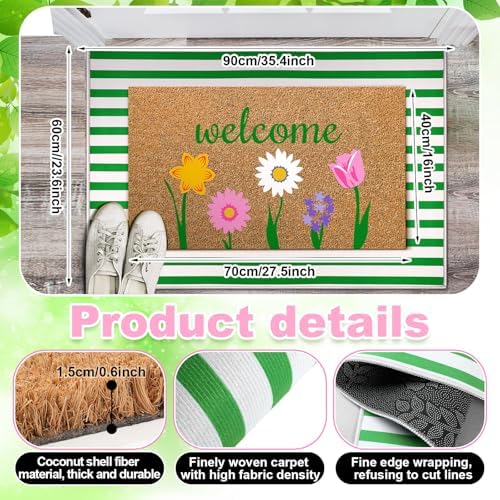 Moucuny 2 Pcs Spring Doormat Outdoor, Flower Theme, Non-Slip - Image 6