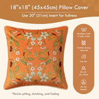Vintage Burnt Orange Floral Pillow Cover 18x18, Terracotta - Image 6