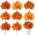 Tigeen 8Pcs Fall Leaves Faux Maple Leaves Stems Thanksgiving Decor, Retro by Tigeen