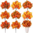 Tigeen 8Pcs Fall Leaves Faux Maple Leaves Stems Thanksgiving Decor, Retro by Tigeen