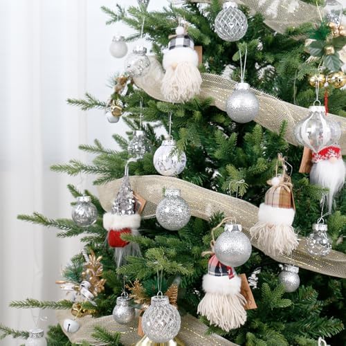 34PCS Silver/White Christmas Ball Ornaments Set for Tree Decor - Image 5