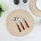 YRMT Round Woven Placemats Set of 6 Corn Husk Woven Placemat Braided Straw Water Hyacinth Place Mats for Dining Table, Wedding, Natural 13.8" in - Image 2