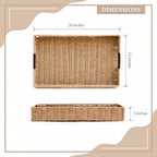 Summit Living Handwoven Multipurpose Rectangle Rattan Tray, 20” x 12” – Durable Wicker Tray with Leather Handles for Home Decor Display - Image 5