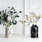 Kimdio Ceramic Vase Set, 2pcs Black and White Abstract Irregular Design Flower Vases, Modern Home Decor Living Room Decor Minimalist Decorative Vase for Pampas Grass - Image 3