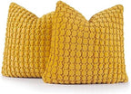 Pillow Covers 24x24 Set of 2 Velvet Euro Shams Decorative Farmhouse Pillowcases Boho Square Cushion Covers Soft Bubble Texture for Couch Sofa Bed Bedroom Car Living Room，Yellow by COCOPLOCEUS