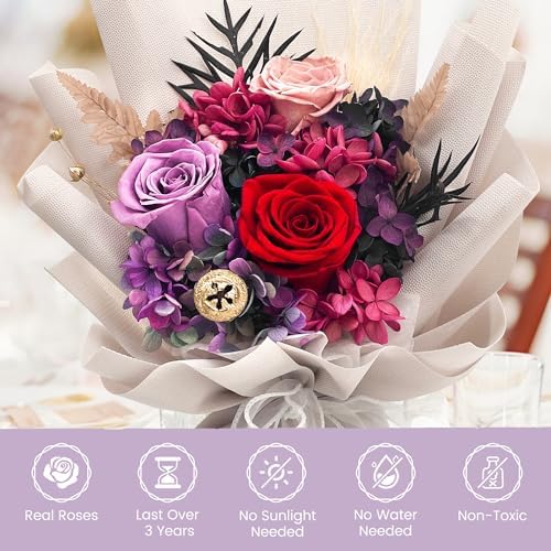 QOEAZY Flowers for Delivery, Preserved Flowers Bouquet with Gift Box, Rose Gifts for Women Mom Grandma - Image 6