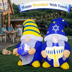 4FT Hanukkah Decorations Outdoor Inflatable Gnome Couple Hold Menorah Dreidel Built-in LED Lights, Chanukah Decorations for Home, Hanukkah Blow Up Yard Decoration for Lawn Garden Holiday Party - Image 5
