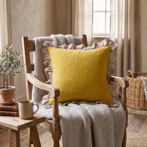 patdrea Vintage Yellow Linen Throw Pillow Covers,Set of 2,18"x18"-Kubum - Image 7