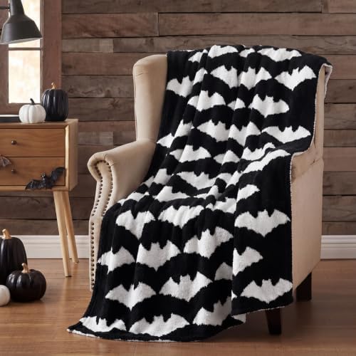 Buryeah Halloween Bat Throw Blanket 50 x 60 Inch Double Sided Knitted Blanket Reversible Couch Throw Soft Lightweight for Sofa Bed Spooky Home Decoration - Image 5