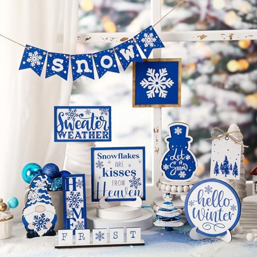 14 Pcs Halloween Tiered Tray Decor Set, Gnome Wood Table Signs (Fresh) - Image 5
