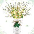 Tioncy 1 Set St. Patrick's Day Table Centerpieces Artificial Berry Stems Shamrock Flower Pick with Metal Vase and String Light Rustic Farmhouse Irish St Patrick's Day Decorations for Home Office Desk by Tioncy