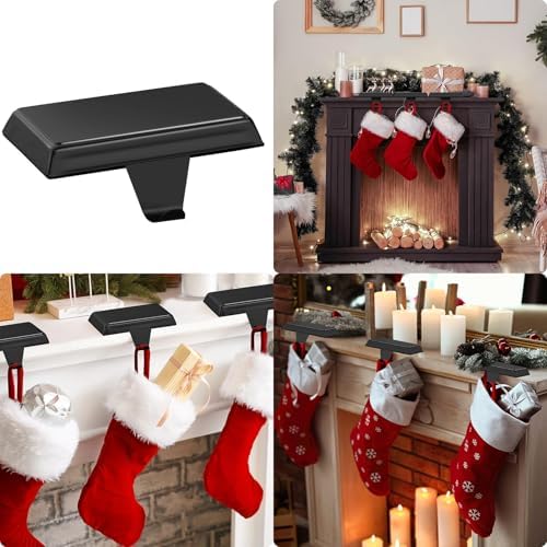 Christmas Stocking Holders for Mantle Set of 6, Upgraded Weighted Sturdy Hangers (Black) - Image 5
