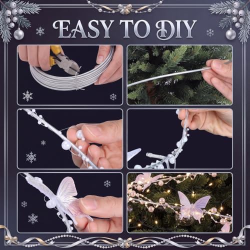 Retisee Crystal Christmas Tree Decor Acrylic Garland, White, Butterfly - Image 5