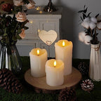 Homemory Dripping Wax Flameless LED Pillar Candles, Battery Operated with Remote Control and Timer, Set of 3, 5" H x 4" W x 6" D - Image 3