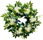 Svndlyn 22 Inch Lighted White Hydrangea Wreath with Timer, 2 Light Modes - Image 2