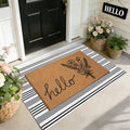 2 PCS Spring Welcome Door Mat Set, 17"x30" Coir Doormat with Non-Slip Backing & Black White Striped Mat, Farmhouse Spring Wildflower Doormat for Layering Front Porch, Patio, Entryway Spring Home Decor by Unknown