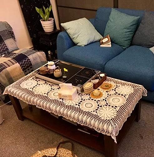USTIDE Crochet Tablecloth Rectangular 59x78inches Beige Cotton Lace Tablecloth Rectangle Elegant Kitchen Tablecloths - Image 2