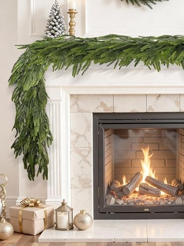 4 pcs 6 Ft Christmas Garland Real Touch Norfolk Pine Garland Christmas Decorations Faux Realistic Winter Pine Garlands for Mantle, Table, Stairs, Doorframe, Fireplace Indoor Outdoor Holiday Xmas Decor - Image 6