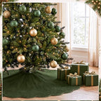 RoundFunny Green Christmas Tree Skirt Velvet Tree Skirts, 60 Inch - Image 5