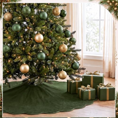 RoundFunny Green Christmas Tree Skirt Velvet Tree Skirts, 60 Inch - Image 5