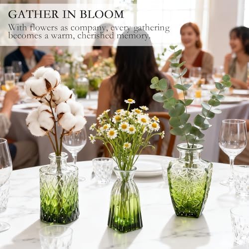 Clear Gradient Green Glass Bud Vase Set of 22 Pcs,Small Bud Vases in Bulk,Glass Crystal Flower Vases Table Centerpieces for Party Event Wedding Decor Baby Shower Decorations (Gradient Green, 22 Pcs) - Image 5